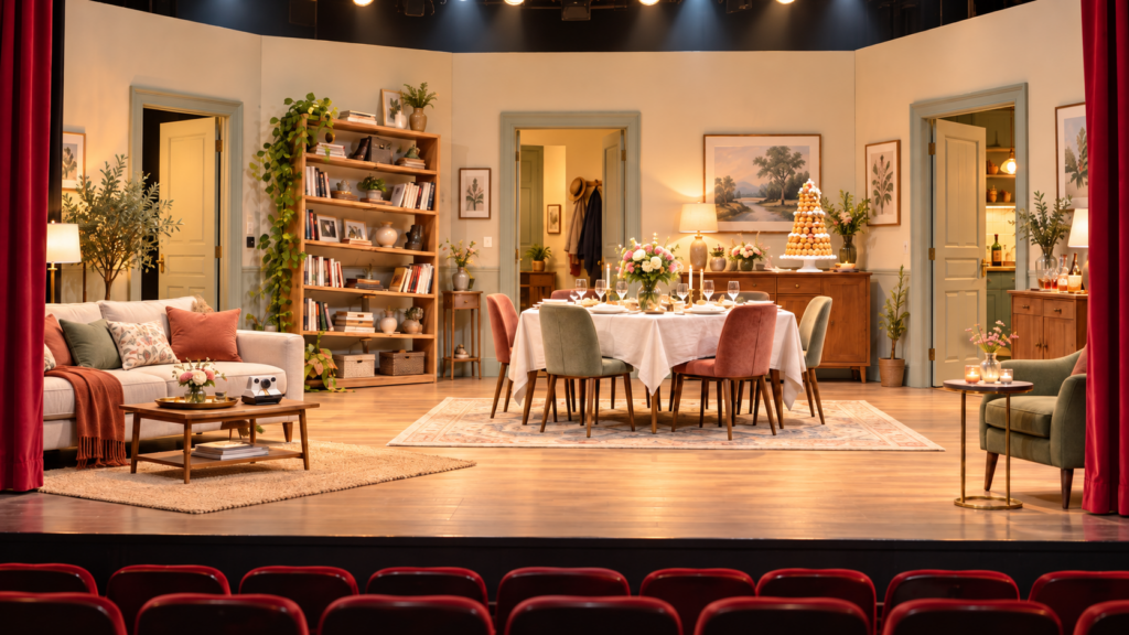 salon salle à manger chaleureux sur scène